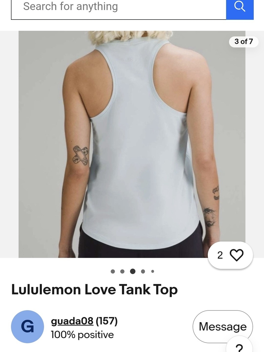 Lululemon Love Tank Top Powder Blue - Picture 3 of 7